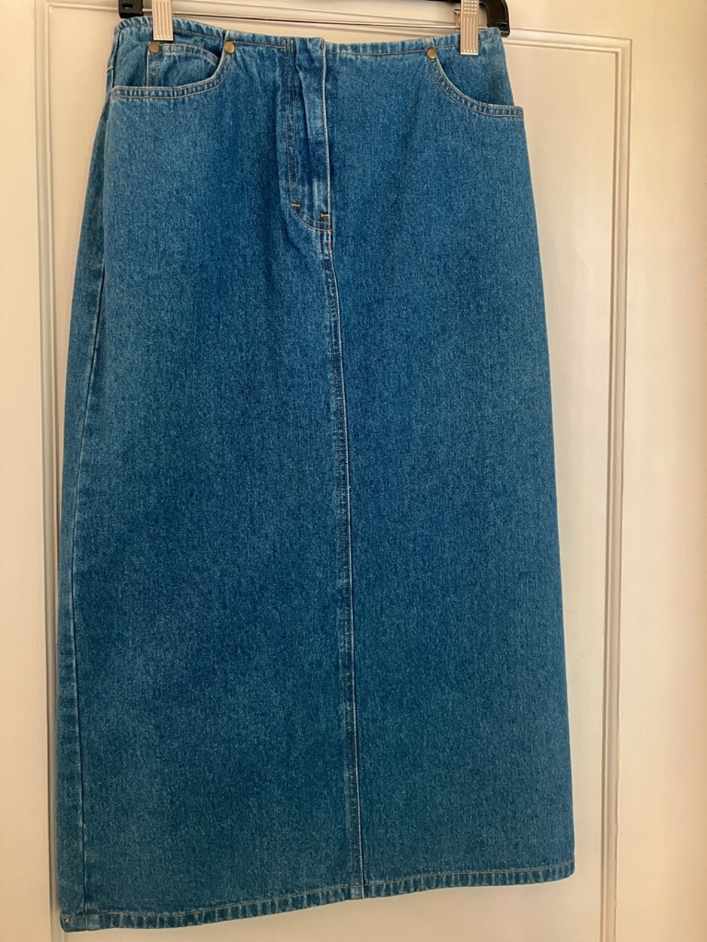 Vintage Classic Blue Denim Midi Skirt